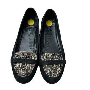 Fit Flop Loafer Black Calf Hair Slip On Leather Comfort Flat Shoes EU 38 US 7.5